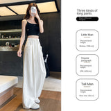 Cloud Milk Pants Spring And Summer 2025 New Style Vertical White Straight Loose Casual Small Women&#039;s Machete Wide Leg Pants
