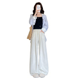 Cloud Milk Pants Spring And Summer 2025 New Style Vertical White Straight Loose Casual Small Women&#039;s Machete Wide Leg Pants